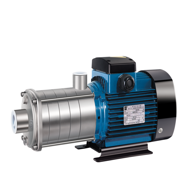 非自吸臥式多級離心泵，葉輪導(dǎo)葉采用不銹鋼板沖壓焊接制成，配加長軸電機，軸向入口和徑向出口。